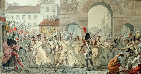 Russische Gevangenen Geparadeerd op de Boulevard Saint-Martin na de Slag bij Montmirail, 17 februari 1814